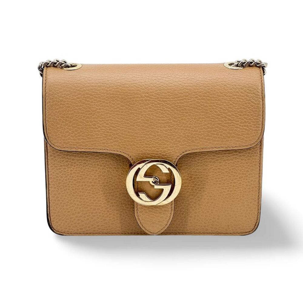 Gucci Interlocking Leather Brown Calfskin Shoulder Bag Bag